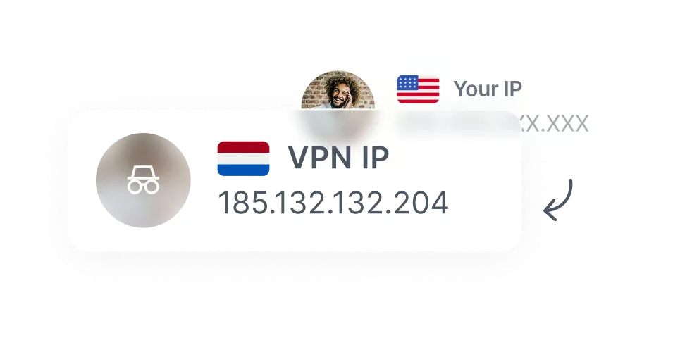 VPN IP card replacing a visible real IP address