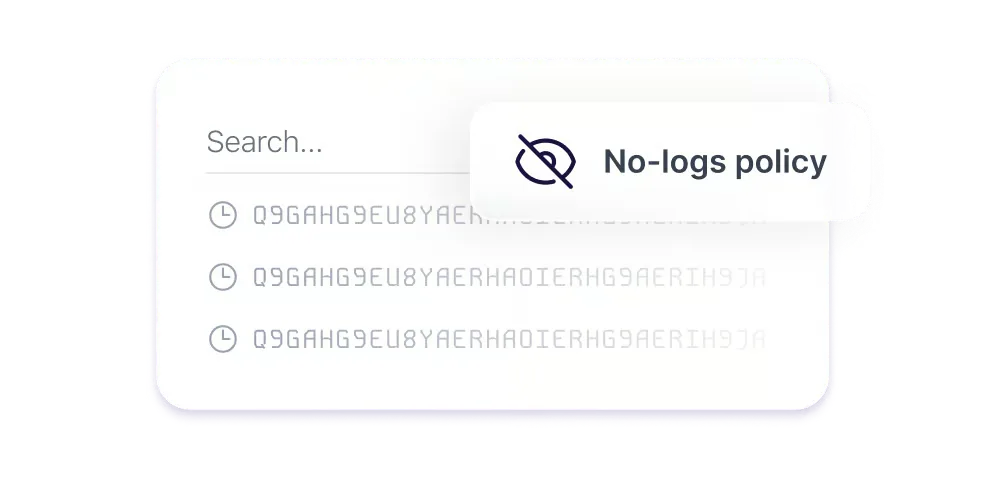 零日志政策 search panel with hidden activity logs